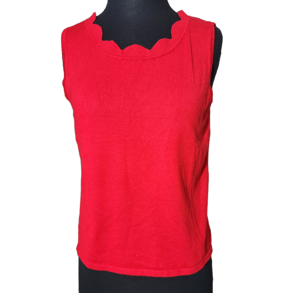 Cable & gauge knit top sleeveless red sz S